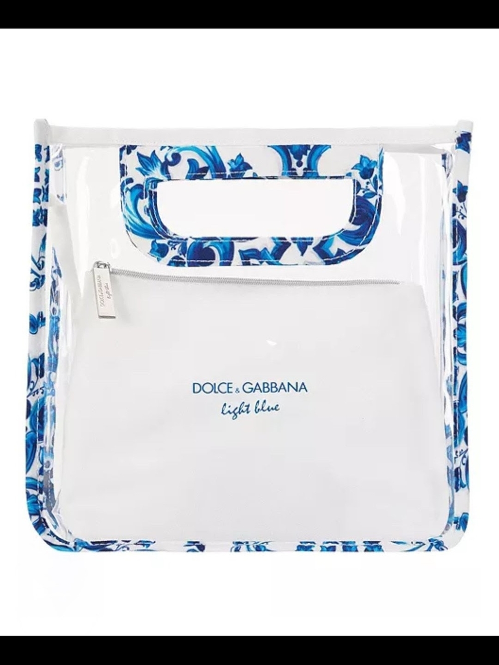 Dolce & Gabbana White Clear Bag with Blue Floral Trim - Picture 16 of 16